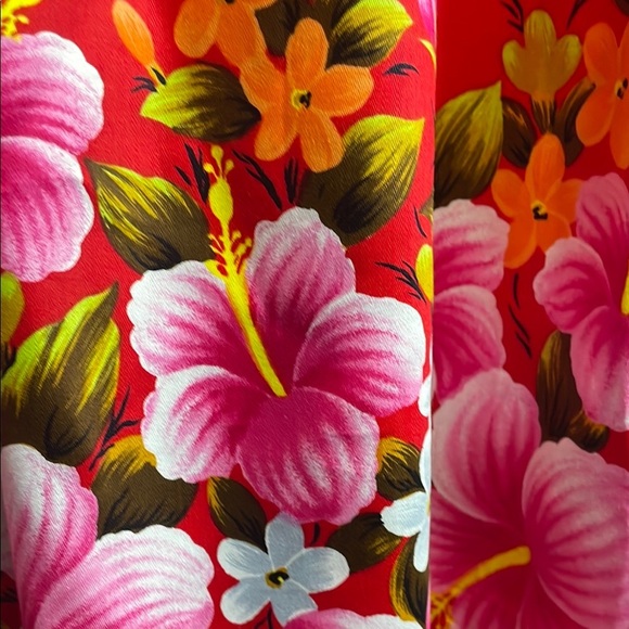 Ui Maika Vintage 60s Red Hawaiian Maxi Sundress 100% cotton - Picture 6 of 9